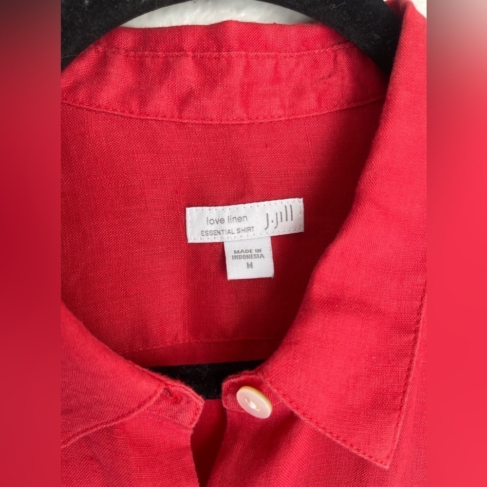 J Jill Red Linen Tunic Blouse - Picture 4 of 6